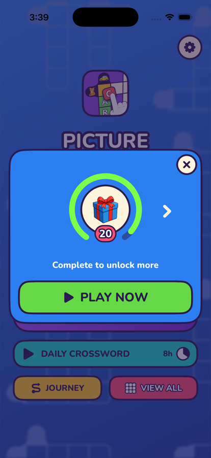 The journey pop-up, showing progress around a present towards the next milestone.